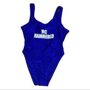 High Cut Blue One Piece Bathing Suit